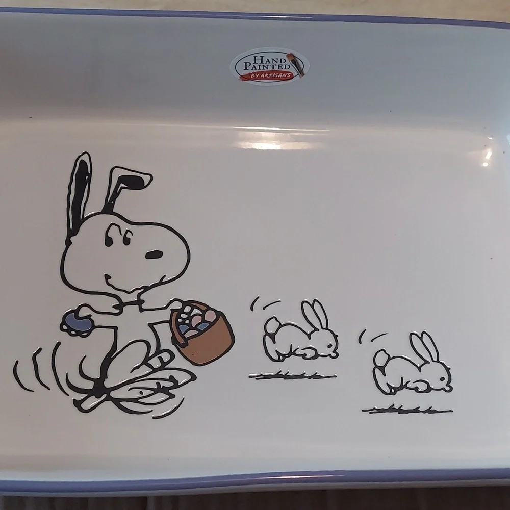 PEANUTS Easter Beagle Snoopy Rect. Ceramic Baking Dish BNWT LtdEd SO
